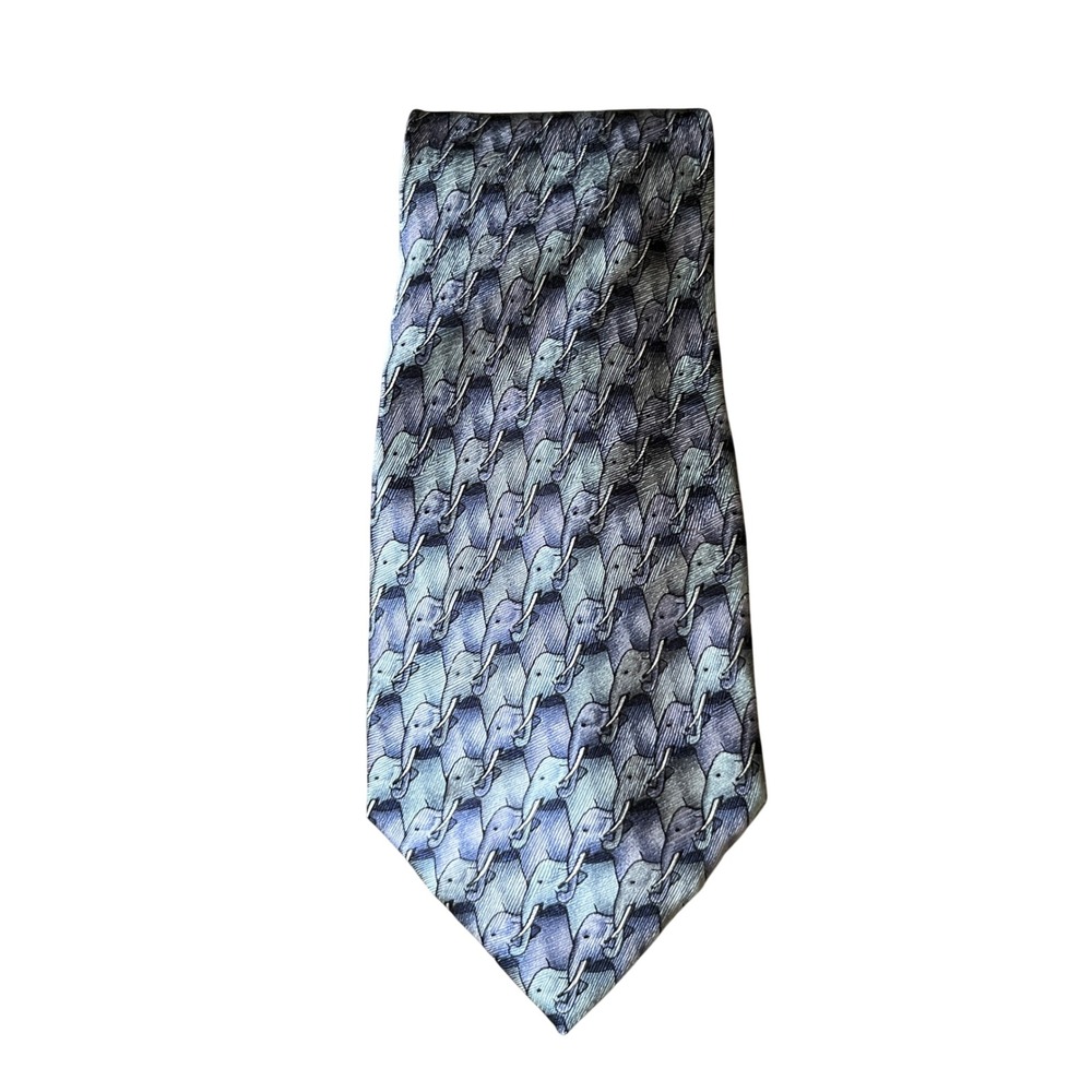 THE NATURE CONSERVANCY Hand Sewn Silk MENS NECK TIE African Elephant GRAY/VIOLET